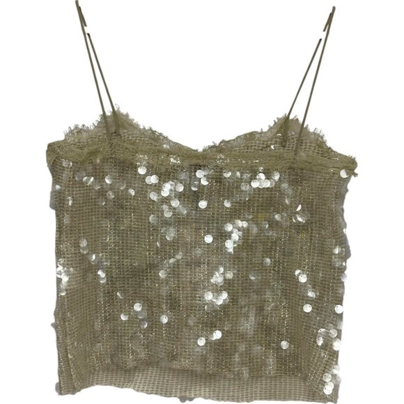 Zara Womens Sequin Camisole Cami Top Camisole Size L Clear 4813/834 NWT - Picture 3 of 12